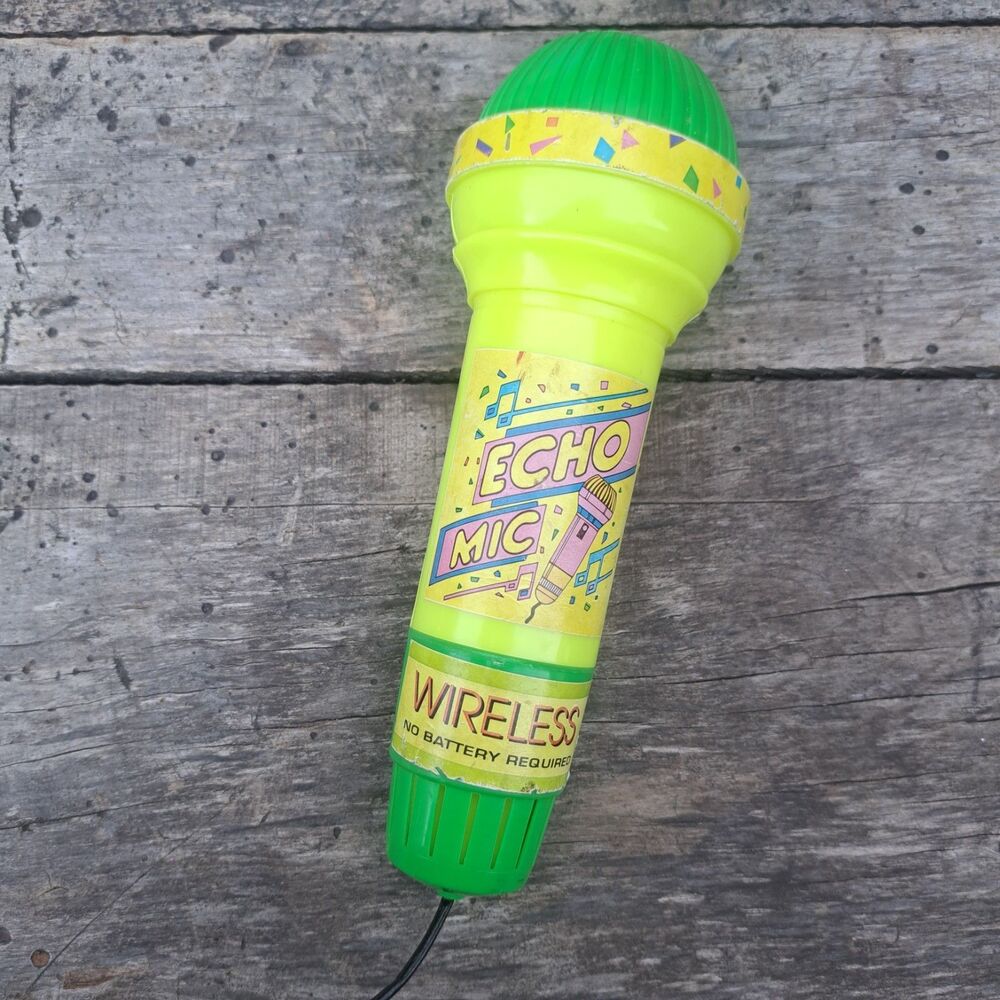 Vintage Neon Echo Mic Microphone Green Yellow Y2k Play Toy Kids Music Wireless